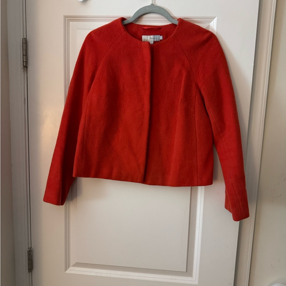 Boden Red Cropped Wool Blend Blazer Jacket